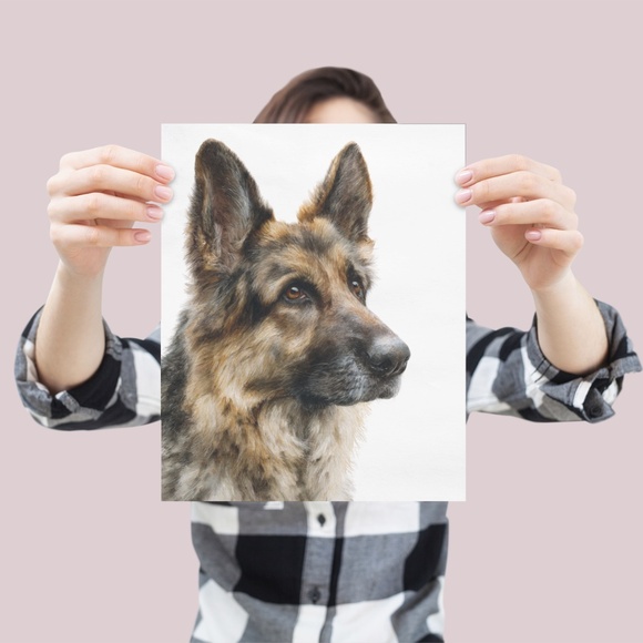 Watercolor German Shepherd Dog Portrait Wall Art Print Poster Unframed - Picture 4 of 6